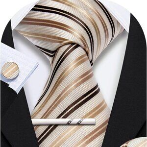 New Men Plaid/Striped Ties Set Silk Business Wedding Formal Fashion Necktie